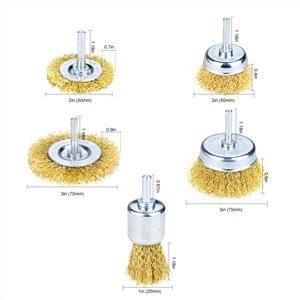 SALI Nieuwe Kom Messing Draadborstel Set Met 45 # Stalen Handvat
